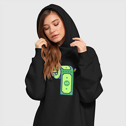 Женское худи-платье Бумажные деньги, цвет: черный — фото 2