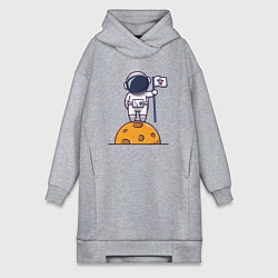Женское худи-платье Космонавтик на луне, цвет: меланж