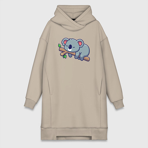 Женская толстовка-платье Коала на ветке / Миндальный – фото 1