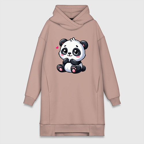 Женская толстовка-платье Забавная маленькая панда / Пыльно-розовый – фото 1