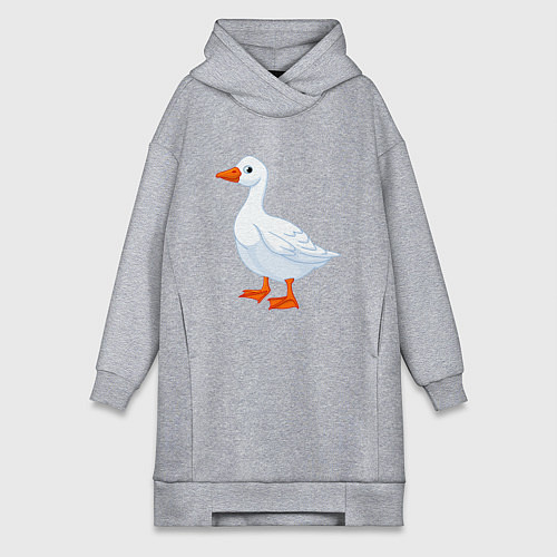 Женская толстовка-платье Гусь белый нарисованный / Меланж – фото 1