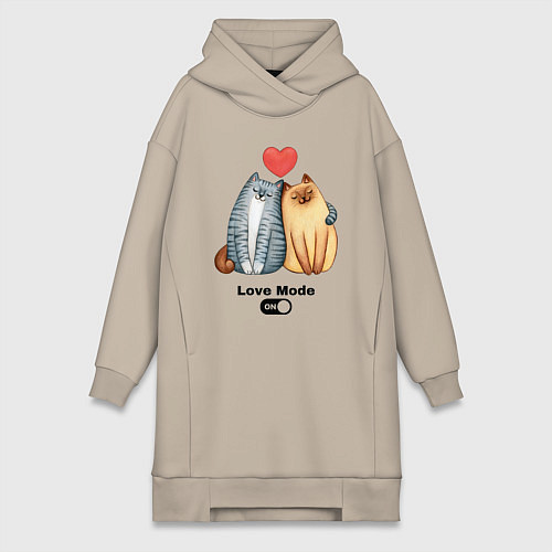 Женская толстовка-платье Режим любви включён / Миндальный – фото 1