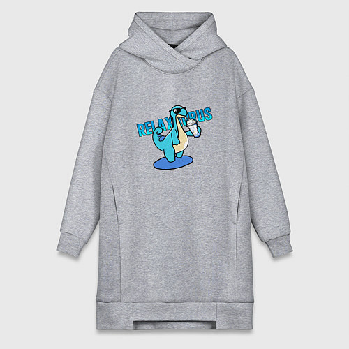 Женская толстовка-платье Релаксаурус за работой Palworld / Меланж – фото 1