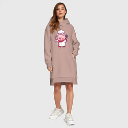 Женское худи-платье Поросёнок повар, цвет: пыльно-розовый — фото 2