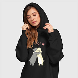 Женское худи-платье Обнимашки милых песиков, цвет: черный — фото 2