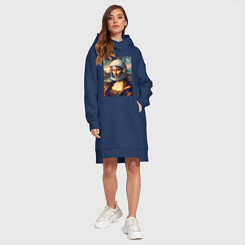 Женская толстовка-платье Mona Lisa astronaut - neural network / Тёмно-синий – фото 4