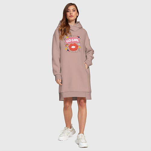 Женская толстовка-платье Go girl lips / Пыльно-розовый – фото 4
