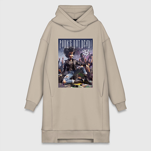 Женская толстовка-платье Cool Barbie - punk is not dead / Миндальный – фото 1