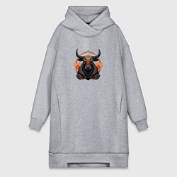 Женская толстовка-платье Дзен-бык с цветами