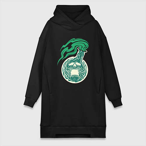 Женская толстовка-платье Череп в колбе / Черный – фото 1