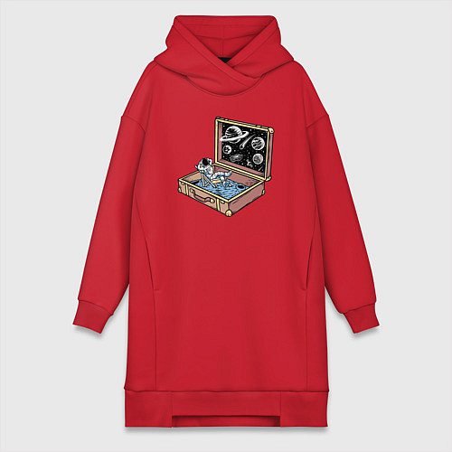Женская толстовка-платье Космос в чемодане / Красный – фото 1