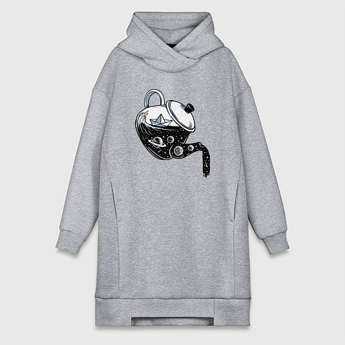 Женская толстовка-платье Космос в чайнике / Меланж – фото 1