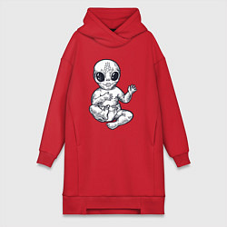 Женское худи-платье Baby alien, цвет: красный