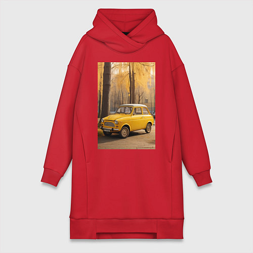 Женская толстовка-платье Желтый ретро автомобиль / Красный – фото 1