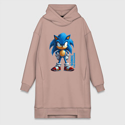 Женское худи-платье Sonic - poster style, цвет: пыльно-розовый