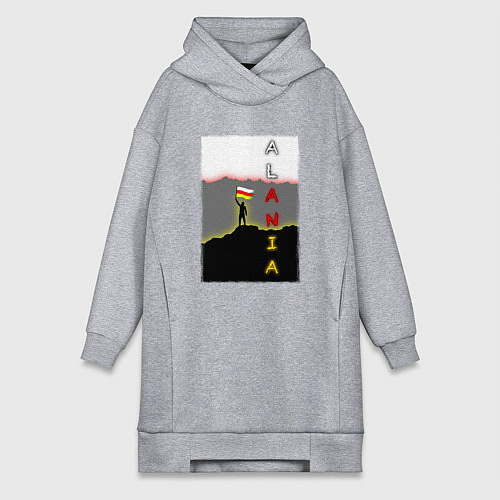 Женская толстовка-платье Алания человек с флагом / Меланж – фото 1