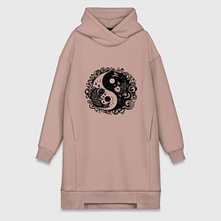 Женская толстовка-платье Две рыбы инь янь символ