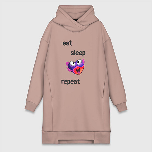 Женская толстовка-платье Eat sleep woohoo repeat / Пыльно-розовый – фото 1