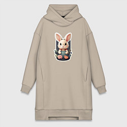 Женская толстовка-платье Маленький пушистый кролик