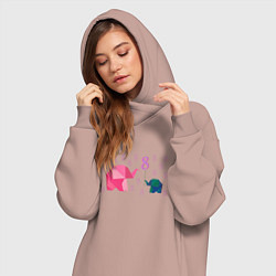 Женское худи-платье На 8 марта поздравление сына маме слонихе, цвет: пыльно-розовый — фото 2