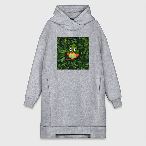 Женская толстовка-платье Птичка в на дереве / Меланж – фото 1