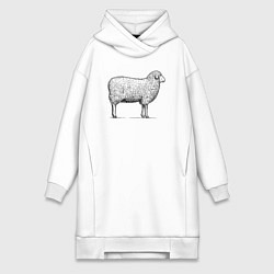 Женское худи-платье Овечка, цвет: белый