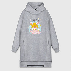 Женское худи-платье Пасха гном заячьи ушки, цвет: меланж