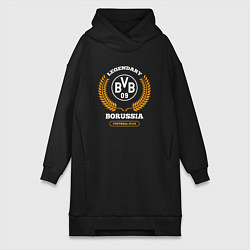 Женское худи-платье Лого Borussia и надпись legendary football club, цвет: черный
