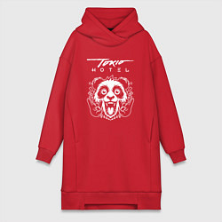 Женское худи-платье Tokio Hotel rock panda, цвет: красный