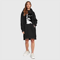 Женское худи-платье Ван Пис Луффи Монки Д, цвет: черный — фото 2