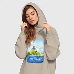 Женское худи-платье Акварель Исаакиевский Собор с надписью Питер - это, цвет: миндальный — фото 2