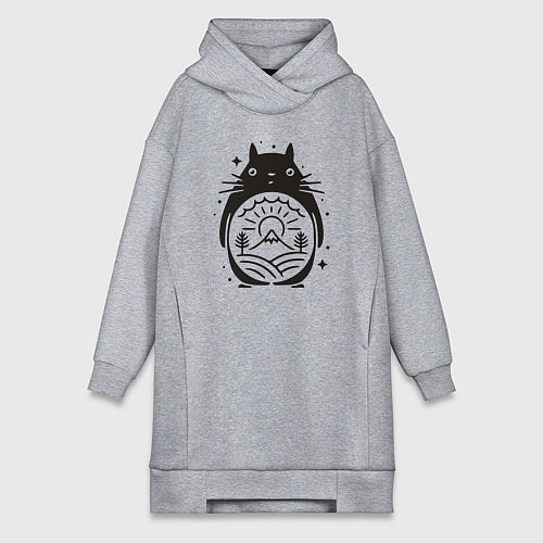 Женская толстовка-платье Тоторо и природа / Меланж – фото 1