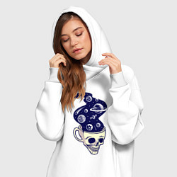 Женское худи-платье Dead drink space skull, цвет: белый — фото 2