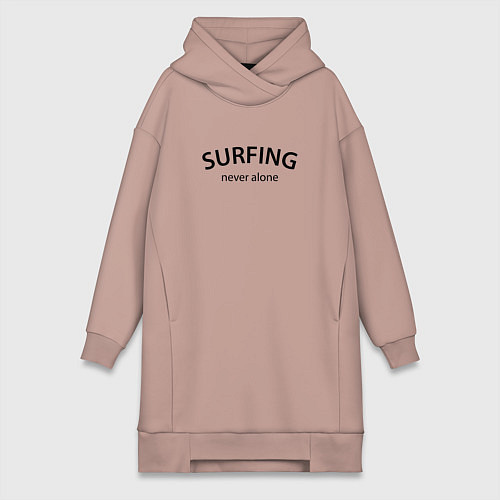 Женская толстовка-платье Surfing never alone / Пыльно-розовый – фото 1