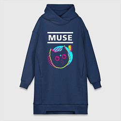 Женское худи-платье Muse rock star cat, цвет: тёмно-синий