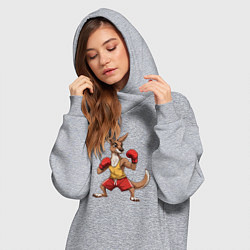 Женское худи-платье Кенгуру боксёр в перчатках, цвет: меланж — фото 2