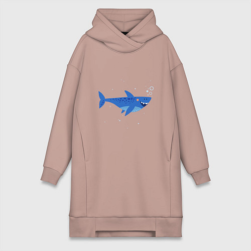 Женская толстовка-платье Синяя акула / Пыльно-розовый – фото 1