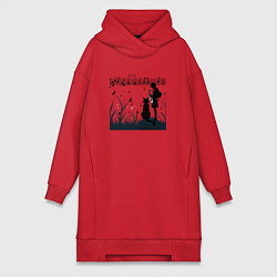 Женская толстовка-платье Девушка и кот или музыка для души