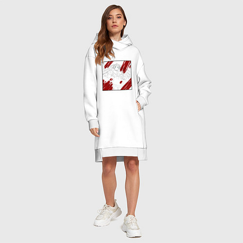 Женская толстовка-платье Фрирен с красными пятнами / Белый – фото 4