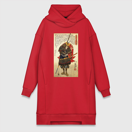 Женская толстовка-платье Самурай Какидзаки Кагэиэ: гравюра укиё-э / Красный – фото 1