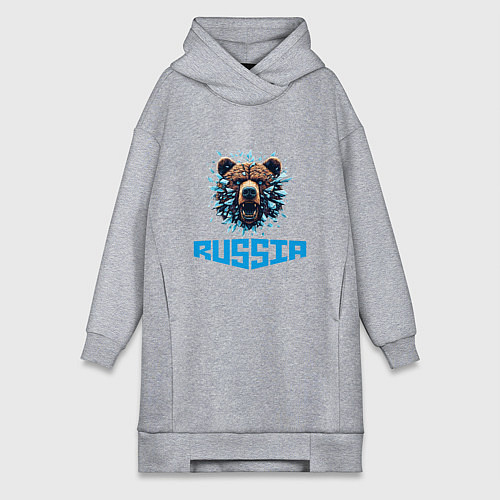 Женская толстовка-платье Russian bear head / Меланж – фото 1