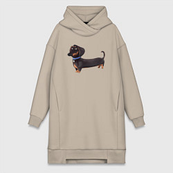 Женская толстовка-платье Мультяшная собака такса
