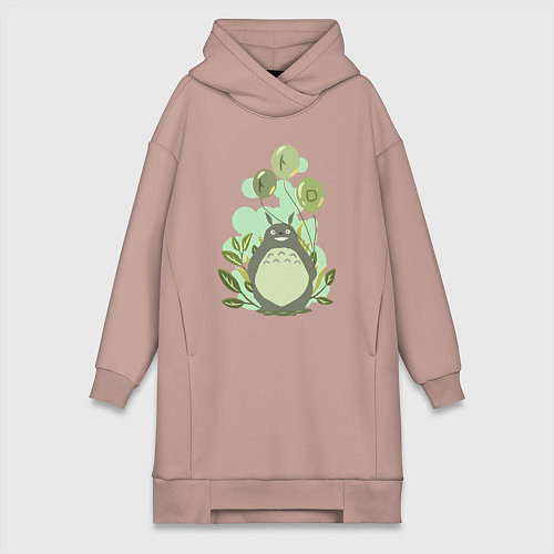 Женская толстовка-платье Green Totoro / Пыльно-розовый – фото 1