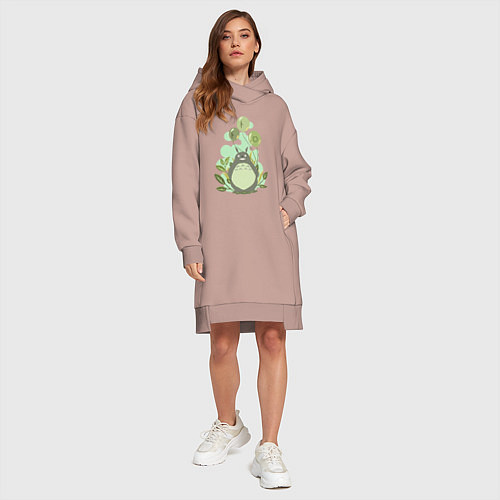 Женская толстовка-платье Green Totoro / Пыльно-розовый – фото 4