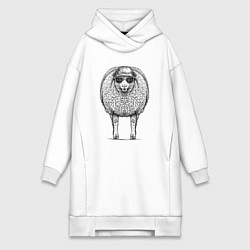 Женское худи-платье Овечка модная, цвет: белый