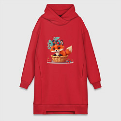 Женская толстовка-платье Лисенок в корзине