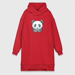 Женское худи-платье Маленькая забавная панда, цвет: красный