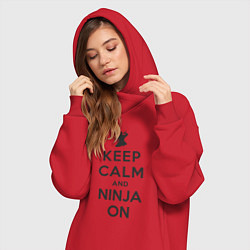 Женское худи-платье Keep calm and ninja on, цвет: красный — фото 2