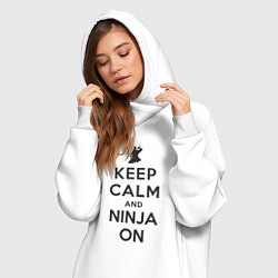 Женское худи-платье Keep calm and ninja on, цвет: белый — фото 2