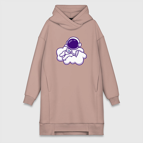 Женская толстовка-платье Космонавт на облачке / Пыльно-розовый – фото 1